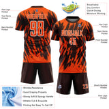 Custom Brown Orange-White Splatter Torn Sharp Brush Stroke Sublimation Soccer Uniform Jersey