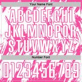 Custom White-Pink Splatter Torn Sharp Brush Stroke Sublimation Soccer Uniform Jersey
