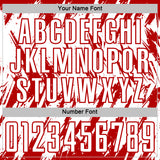 Custom White-Red Splatter Torn Sharp Brush Stroke Sublimation Soccer Uniform Jersey