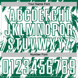 Custom White-Kelly Green Splatter Torn Sharp Brush Stroke Sublimation Soccer Uniform Jersey