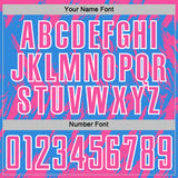 Custom Powder Blue Pink-White Splatter Torn Sharp Brush Stroke Sublimation Soccer Uniform Jersey