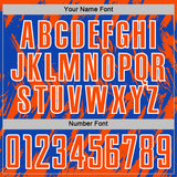 Custom Thunder Blue Orange-White Splatter Torn Sharp Brush Stroke Sublimation Soccer Uniform Jersey