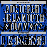 Custom Thunder Blue Black-White Splatter Torn Sharp Brush Stroke Sublimation Soccer Uniform Jersey