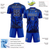 Custom Thunder Blue Navy-White Splatter Torn Sharp Brush Stroke Sublimation Soccer Uniform Jersey