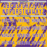 Custom Gold Purple-White Splatter Torn Sharp Brush Stroke Sublimation Soccer Uniform Jersey