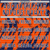 Custom Orange Navy-White Splatter Torn Sharp Brush Stroke Sublimation Soccer Uniform Jersey