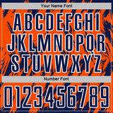 Custom Orange Navy-White Splatter Torn Sharp Brush Stroke Sublimation Soccer Uniform Jersey