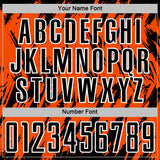 Custom Orange Black-White Splatter Torn Sharp Brush Stroke Sublimation Soccer Uniform Jersey