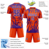 Custom Orange Purple-White Splatter Torn Sharp Brush Stroke Sublimation Soccer Uniform Jersey