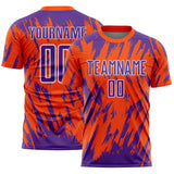 Custom Orange Purple-White Splatter Torn Sharp Brush Stroke Sublimation Soccer Uniform Jersey