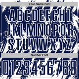 Custom Navy-White Splatter Torn Sharp Brush Stroke Sublimation Soccer Uniform Jersey