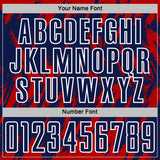 Custom Navy Red-White Splatter Torn Sharp Brush Stroke Sublimation Soccer Uniform Jersey