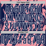 Custom Navy Medium Pink-White Splatter Torn Sharp Brush Stroke Sublimation Soccer Uniform Jersey