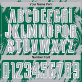 Custom Kelly Green Gray-White Splatter Torn Sharp Brush Stroke Sublimation Soccer Uniform Jersey
