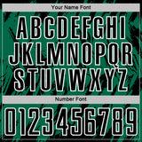 Custom Kelly Green Black-White Splatter Torn Sharp Brush Stroke Sublimation Soccer Uniform Jersey
