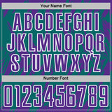 Custom Teal Purple-White Splatter Torn Sharp Brush Stroke Sublimation Soccer Uniform Jersey