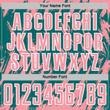 Custom Teal Medium Pink-White Splatter Torn Sharp Brush Stroke Sublimation Soccer Uniform Jersey