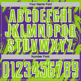 Custom Purple Neon Green-White Splatter Torn Sharp Brush Stroke Sublimation Soccer Uniform Jersey