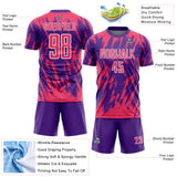 Custom Purple Neon Pink-White Splatter Torn Sharp Brush Stroke Sublimation Soccer Uniform Jersey