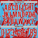 Custom Sky Blue Red-White Splatter Torn Sharp Brush Stroke Sublimation Soccer Uniform Jersey