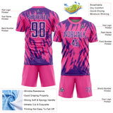 Custom Pink Purple-White Splatter Torn Sharp Brush Stroke Sublimation Soccer Uniform Jersey