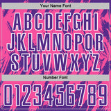 Custom Pink Purple-White Splatter Torn Sharp Brush Stroke Sublimation Soccer Uniform Jersey