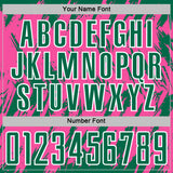 Custom Pink Kelly Green-White Splatter Torn Sharp Brush Stroke Sublimation Soccer Uniform Jersey