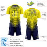 Custom Light Yellow Navy Brasil Gradient Ripples Sublimation Soccer Uniform Jersey