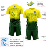 Custom Light Yellow Green Brasil Spray Gradient Sublimation Soccer Uniform Jersey