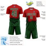 Custom Red Green-White Brasil Spray Gradient Sublimation Soccer Uniform Jersey