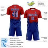 Custom Red Royal-White Brasil Spray Gradient Sublimation Soccer Uniform Jersey