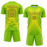 Custom Neon Green Light Yellow-Black Brasil Geometric Chevron Sublimation Soccer Uniform Jersey