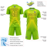 Custom Neon Green Light Yellow-Black Brasil Geometric Chevron Sublimation Soccer Uniform Jersey