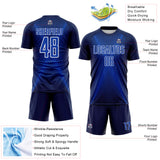 Custom Navy Thunder Blue-White Brasil Geometric Chevron Sublimation Soccer Uniform Jersey