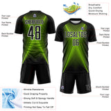 Custom Black Neon Green-White Brasil Geometric Chevron Sublimation Soccer Uniform Jersey