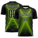Custom Black Neon Green-White Brasil Geometric Chevron Sublimation Soccer Uniform Jersey