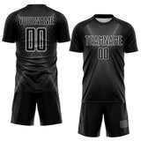 Custom Black Steel Gray-White Brasil Geometric Chevron Sublimation Soccer Uniform Jersey