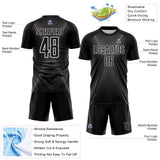 Custom Black Steel Gray-White Brasil Geometric Chevron Sublimation Soccer Uniform Jersey