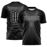 Custom Black Steel Gray-White Brasil Geometric Chevron Sublimation Soccer Uniform Jersey