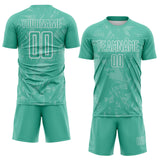 Custom Ice Blue White Brasil Geometric Tropical Rainforest Sublimation Soccer Uniform Jersey