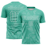 Custom Ice Blue White Brasil Geometric Tropical Rainforest Sublimation Soccer Uniform Jersey