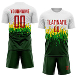 Custom White Red Green-Yellow Brasil Stadium Fan Sublimation Soccer Uniform Jersey