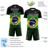 Custom Black Green Yellow-Blue Brazil Flag Sublimation Soccer Uniform Jersey