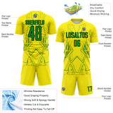 Custom Light Yellow Grass Green-Black Brasil Geometric Sublimation Soccer Uniform Jersey