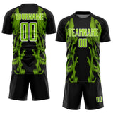 Custom Black Neon Green-White Brasil Digital Lines Sublimation Soccer Uniform Jersey
