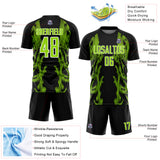 Custom Black Neon Green-White Brasil Digital Lines Sublimation Soccer Uniform Jersey