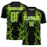 Custom Black Neon Green-White Brasil Digital Lines Sublimation Soccer Uniform Jersey