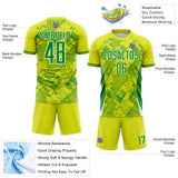 Custom Neon Yellow Grass Green-White Brasil Digital Lines Sublimation Soccer Uniform Jersey