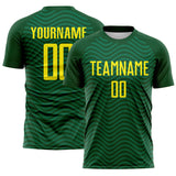 Custom Green Light Yellow Brasil Wave Sublimation Soccer Uniform Jersey