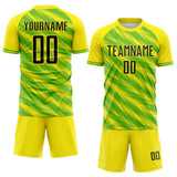 Custom Light Yellow Black-Green Brasil Brush Stroke Stripe Sublimation Soccer Uniform Jersey